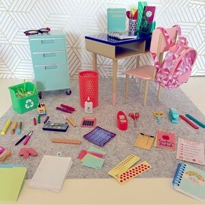 Our Generation School supplies and desk sets. For 18” and American Girl dolls.